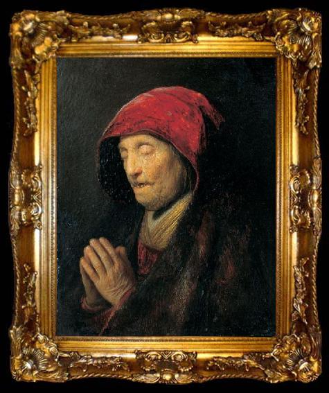 framed  Rembrandt Peale Bust of an old woman at prayer, ta009-2